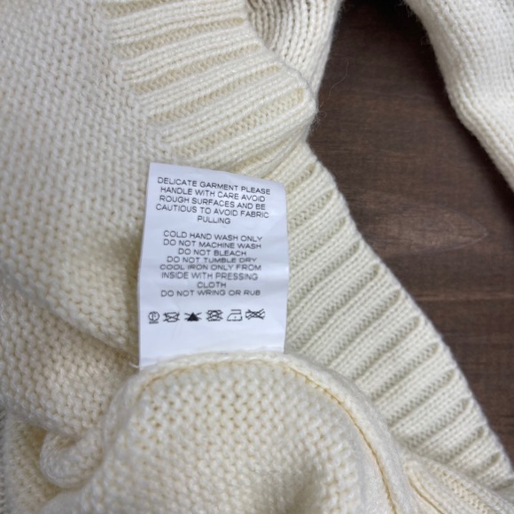 Pink Lily Cream Fair Isle Knit Sweater Size L Mock Neck Long Sleeve - Picture 4 of 6